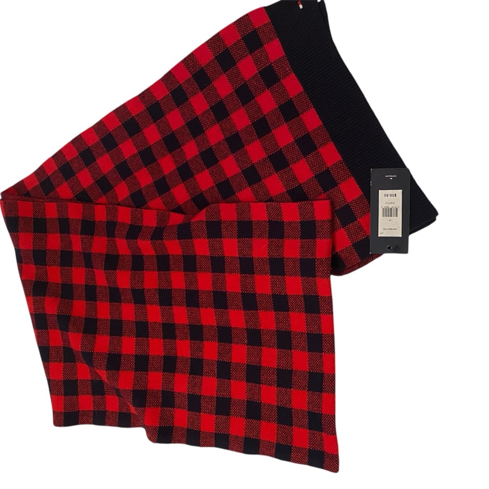 Tommy Hilfiger Red and Black Plaid Scarf
